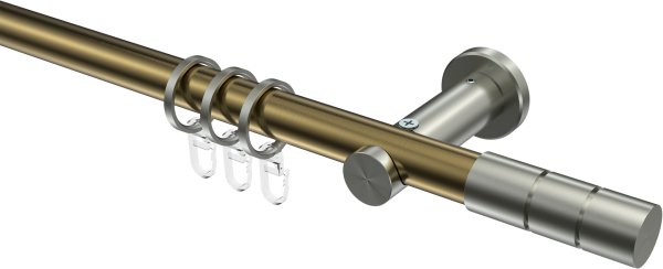 Gardinenstange Metall 20 mm Ø PLATON - Elanto Messing Antik / Edelstahl-Optik 100 cm