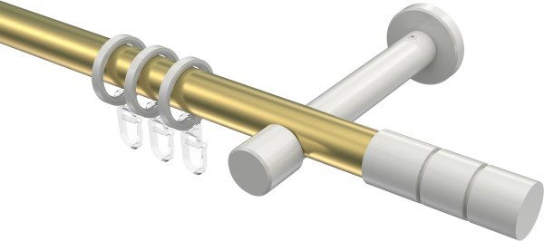 Gardinenstange Metall 20 mm Ø PRESTIGE - Elanto Messing-Optik / Weiß