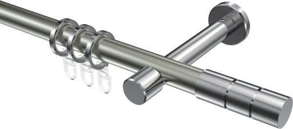 Gardinenstange Metall 20 mm Ø PRESTIGE - Elanto Edelstahl-Optik / Chrom