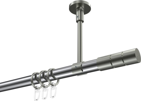 Gardinenstange Metall 20 mm Ø SONETTE - Elanto Chrom / Edelstahl-Optik 120 cm