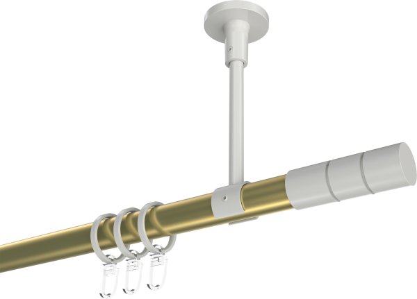 Gardinenstange Metall 20 mm Ø SONETTE - Elanto Messing-Optik / Weiß