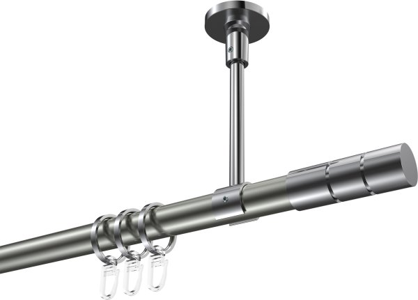 Gardinenstange Metall 20 mm Ø SONETTE - Elanto Edelstahl-Optik / Chrom