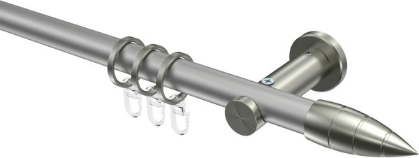 Gardinenstange Metall 20 mm Ø PLATON - Samanto Silbergrau / Edelstahl-Optik 100 cm