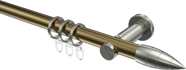 Gardinenstange Metall 20 mm Ø PLATON - Samanto Messing Antik / Edelstahl-Optik 100 cm