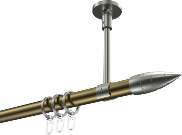Gardinenstange Metall 20 mm Ø SONETTE - Samanto Messing Antik / Edelstahl-Optik 420 cm (3 x 140 cm)