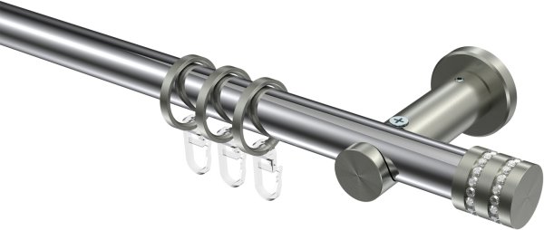 Gardinenstange Metall 20 mm Ø PLATON - Estana Chrom / Edelstahl-Optik 100 cm