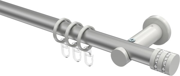 Gardinenstange Metall 20 mm Ø PLATON - Estana Silbergrau / Weiß 100 cm