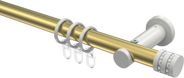 Gardinenstange Metall 20 mm Ø PLATON - Estana Messing-Optik / Weiß