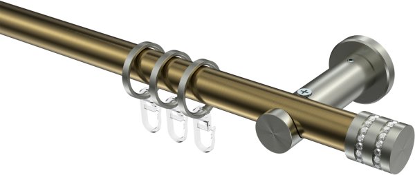 Gardinenstange Metall 20 mm Ø PLATON - Estana Messing Antik / Edelstahl-Optik 100 cm