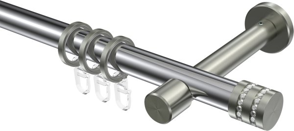 Gardinenstange Metall 20 mm Ø PRESTIGE - Estana Chrom / Edelstahl-Optik 100 cm