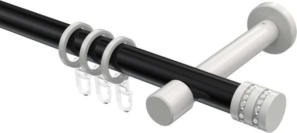 Gardinenstange Metall 20 mm Ø PRESTIGE - Estana Schwarz / Weiß 100 cm