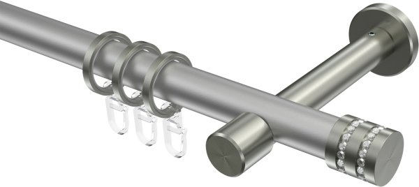 Gardinenstange Metall 20 mm Ø PRESTIGE - Estana Silbergrau / Edelstahl-Optik 100 cm