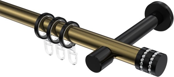 Gardinenstange Metall 20 mm Ø PRESTIGE - Estana Messing Antik / Schwarz 100 cm