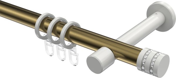 Gardinenstange Metall 20 mm Ø PRESTIGE - Estana Messing Antik / Weiß 100 cm