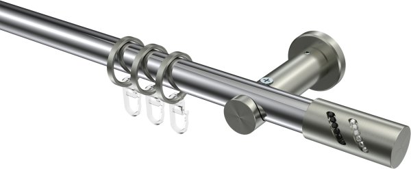 Gardinenstange Metall 20 mm Ø PLATON - Zoena Chrom / Edelstahl-Optik 100 cm