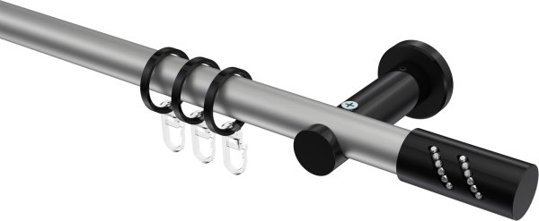 Gardinenstange Metall 20 mm Ø PLATON - Zoena Silbergrau / Schwarz 100 cm