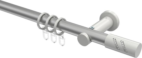 Gardinenstange Metall 20 mm Ø PLATON - Zoena Silbergrau / Weiß 100 cm