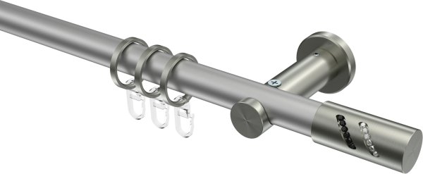 Gardinenstange Metall 20 mm Ø PLATON - Zoena Silbergrau / Edelstahl-Optik 100 cm