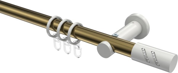 Gardinenstange Metall 20 mm Ø PLATON - Zoena Messing Antik / Weiß 100 cm