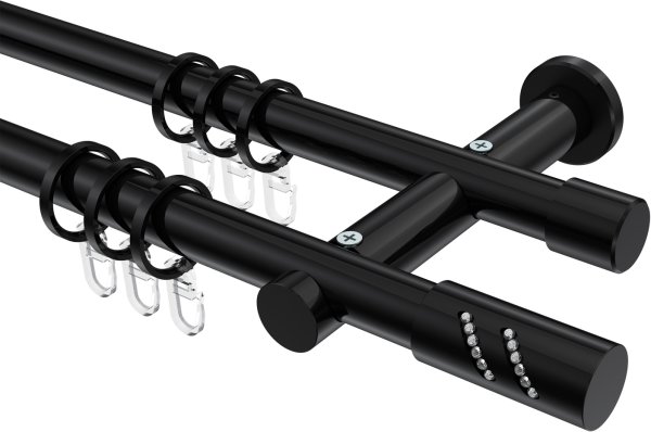 Gardinenstange Metall 20 mm Ø 2-läufig PLATON - Zoena Schwarz 100 cm