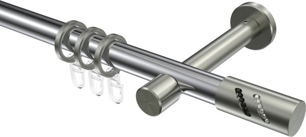 Gardinenstange Metall 20 mm Ø PRESTIGE - Zoena Chrom / Edelstahl-Optik 100 cm