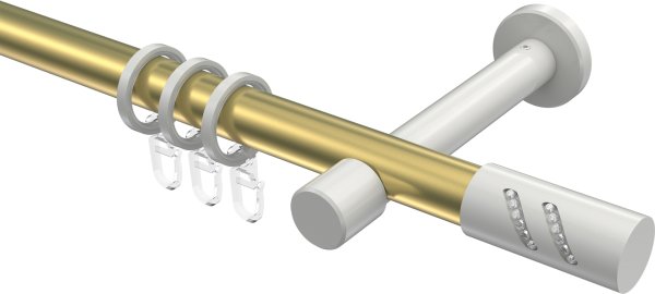 Gardinenstange Metall 20 mm Ø PRESTIGE - Zoena Messing-Optik / Weiß