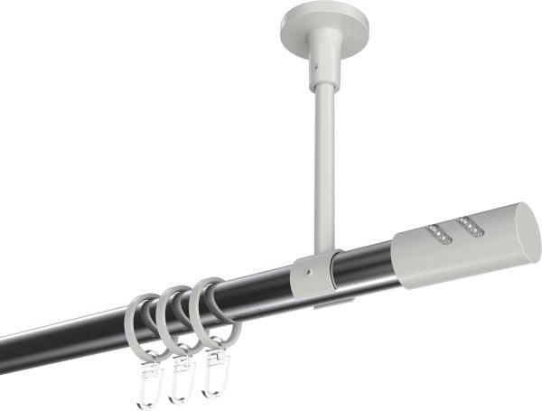 Gardinenstange Metall 20 mm Ø SONETTE - Zoena Chrom / Weiß 420 cm (3 x 140 cm)
