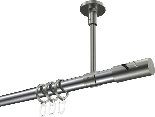 Gardinenstange Metall 20 mm Ø SONETTE - Zoena Chrom / Edelstahl-Optik 420 cm (3 x 140 cm)
