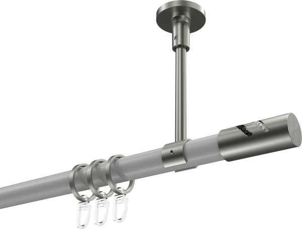 Gardinenstange Metall 20 mm Ø SONETTE - Zoena Weiß / Edelstahl-Optik 420 cm (3 x 140 cm)