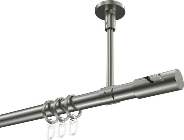 Gardinenstange Edelstahl-Optik 20 mm Ø SONETTE - Zoena 420 cm (3 x 140 cm)