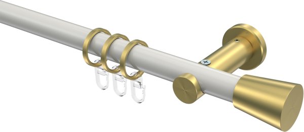 Gardinenstange Metall 20 mm Ø PLATON - Sitra Weiß / Messing-Optik 100 cm