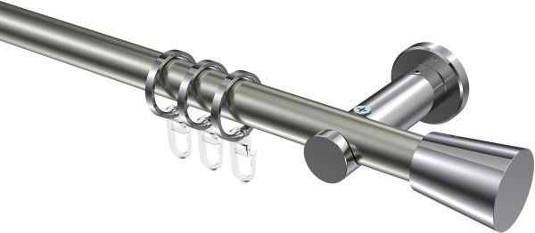 Gardinenstange Metall 20 mm Ø PLATON - Sitra Edelstahl-Optik / Chrom