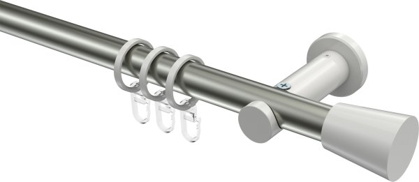Gardinenstange Metall 20 mm Ø PLATON - Sitra Edelstahl-Optik / Weiß