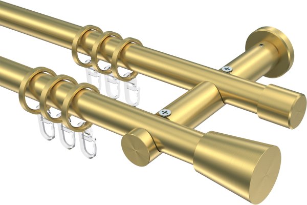 Gardinenstange Messing-Optik 20 mm Ø 2-läufig PLATON - Sitra 100 cm