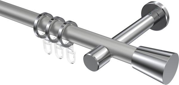 Gardinenstange Metall 20 mm Ø PRESTIGE - Sitra Silbergrau / Chrom 100 cm