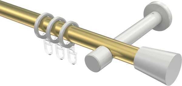 Gardinenstange Metall 20 mm Ø PRESTIGE - Sitra Messing-Optik / Weiß