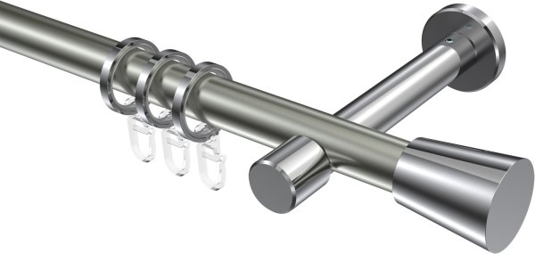 Gardinenstange Metall 20 mm Ø PRESTIGE - Sitra Edelstahl-Optik / Chrom