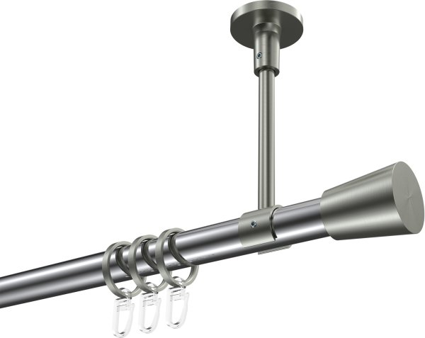 Gardinenstange Metall 20 mm Ø SONETTE - Sitra Chrom / Edelstahl-Optik 420 cm (3 x 140 cm)