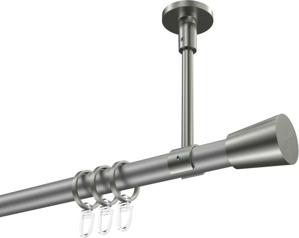 Gardinenstange Metall 20 mm Ø SONETTE - Sitra Silbergrau / Edelstahl-Optik 420 cm (3 x 140 cm)
