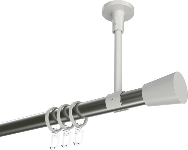Gardinenstange Metall 20 mm Ø SONETTE - Sitra Edelstahl-Optik / Weiß 420 cm (3 x 140 cm)