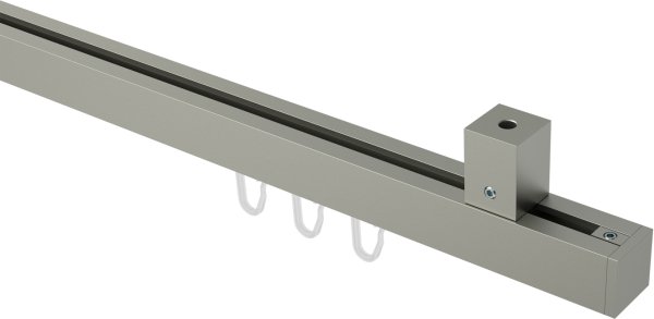Innenlauf Gardinenstange Deckenmontage Aluminium / Metall eckig 20x20 mm QUADLINE - Sono Satin-Silber 100 cm