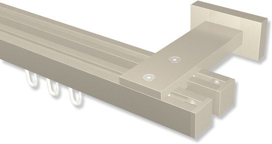 Innenlauf Gardinenstange Aluminium / Metall eckig 20x20 mm 2-läufig QUADLINE - Sono Satin-Silber 100 cm