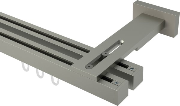 Innenlauf Gardinenstange Aluminium / Metall eckig 20x20 mm 2-läufig QUADLINE (Multi) - Sono Satin-Silber 100 cm