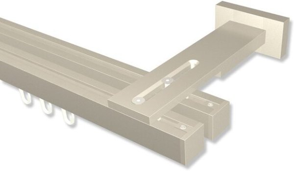 Innenlauf Gardinenstange Aluminium / Metall eckig 20x20 mm 2-läufig QUADLINE (Multi) - Sono Satin-Silber 100 cm