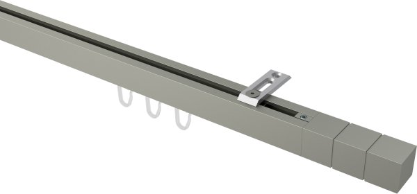 Innenlauf Gardinenstange Deckenmontage Aluminium / Metall eckig 20x20 mm QUADLINE (Universal) - Cubes Satin-Silber 100 cm