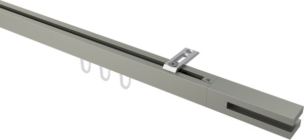 Innenlauf Gardinenstange Deckenmontage Aluminium / Metall eckig 20x20 mm QUADLINE (Universal) - Diapo Satin-Silber 100 cm