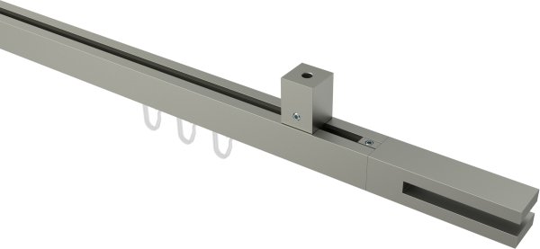 Innenlauf Gardinenstange Deckenmontage Aluminium / Metall eckig 20x20 mm QUADLINE - Diapo Satin-Silber 100 cm