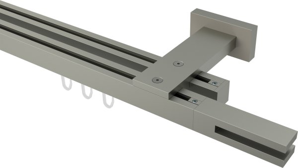 Innenlauf Gardinenstange Aluminium / Metall eckig 20x20 mm 2-läufig QUADLINE - Diapo Satin-Silber 100 cm