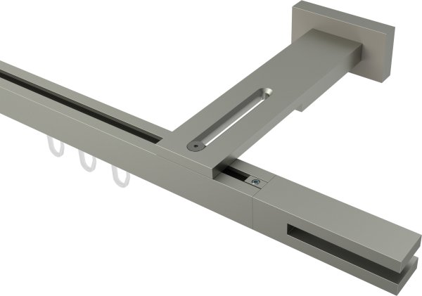 Innenlauf Gardinenstange Aluminium / Metall eckig 20x20 mm QUADLINE (Multi) - Diapo Satin-Silber 100 cm