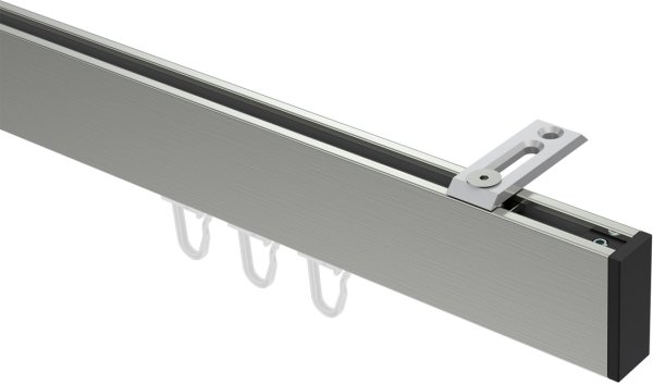 Innenlauf Gardinenstange Deckenmontage Aluminium / Metall eckig 14x35 mm SMARTLINE (Universal) - Paxo Edelstahl-Optik / Schwarz 100 cm